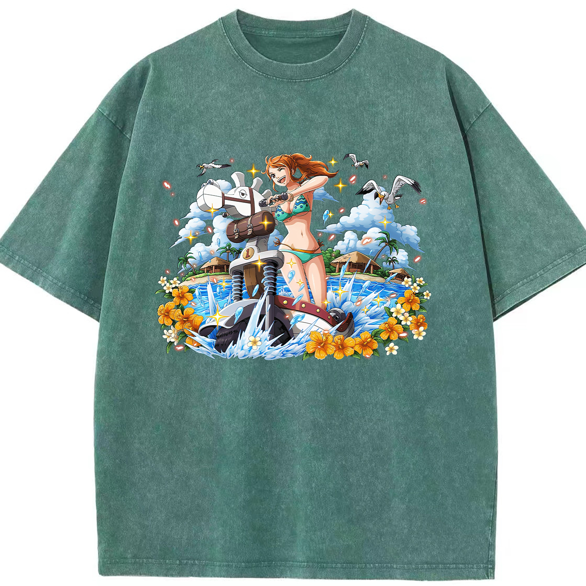 ワンピース ナミ ONE PIECE Nami 綿100% ヴィンテージ風 半袖Tシャツ（フロントプリント）